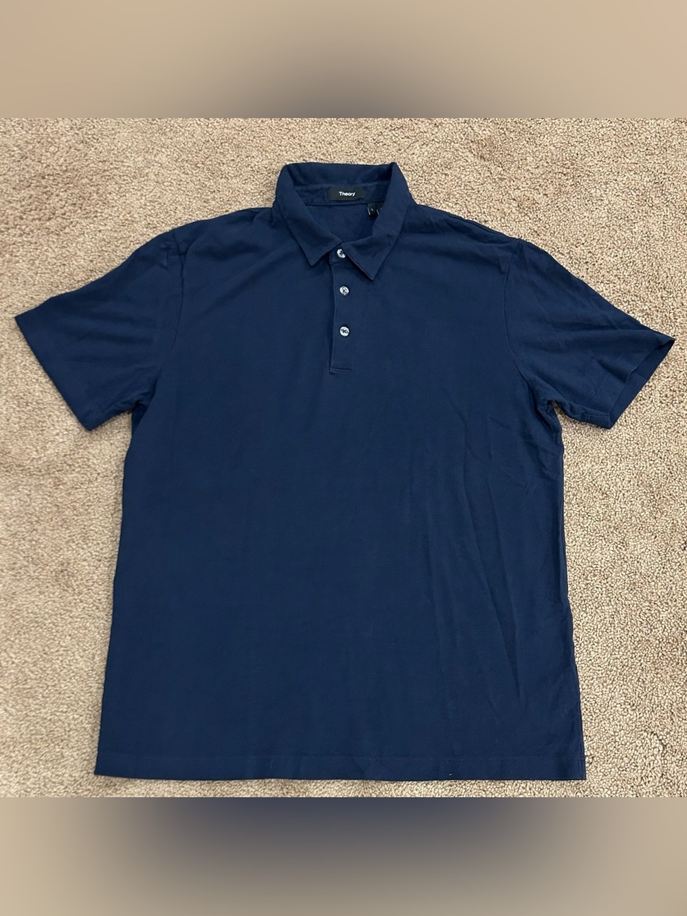 Theory Men’s 100% Pima Cotton Short Sleeve Polo Navy Blue Size Large